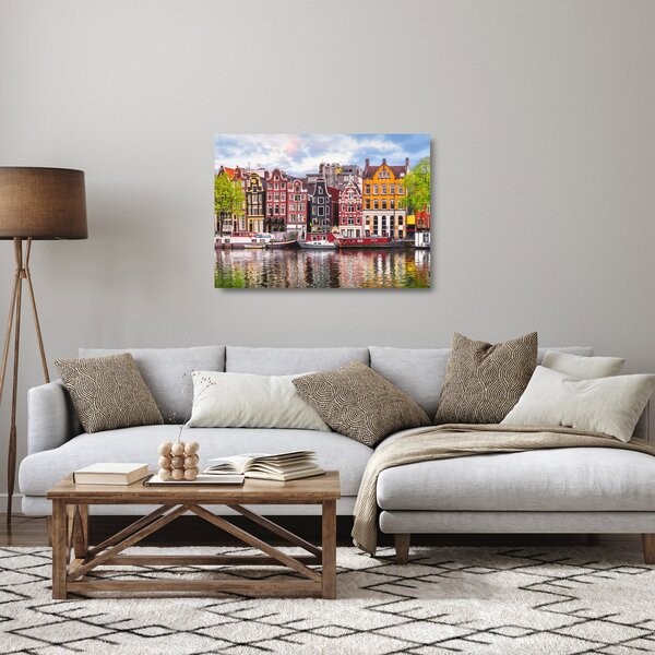 Tablou pe sticlă - Amsterdam, case de dans (70x50 cm)