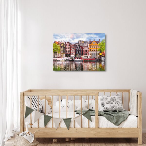 Tablou pe sticlă - Amsterdam, case de dans (70x50 cm)