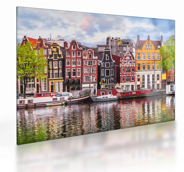 Tablou pe sticlă - Amsterdam, case de dans (70x50 cm)