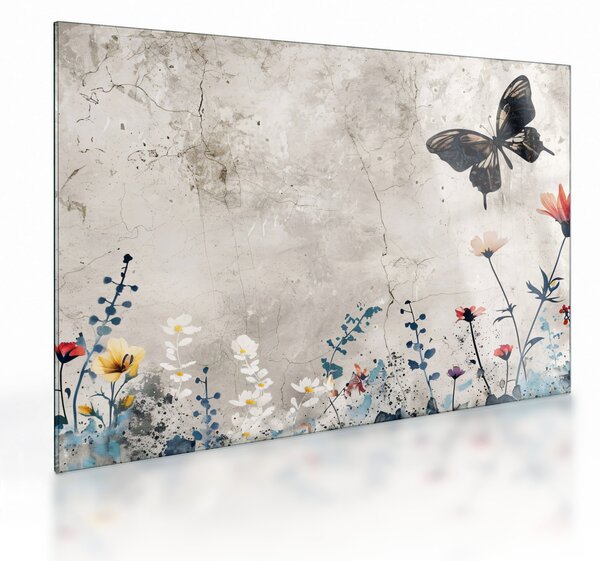 Tablou pe sticlă - Pajiște în beton (70x50 cm)