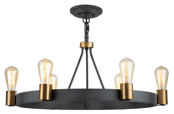 Quintiesse QN-SILAS-6P-DZ - Candelabru SILAS pe tijă, 6xE27/60W/230V, negru/auriu