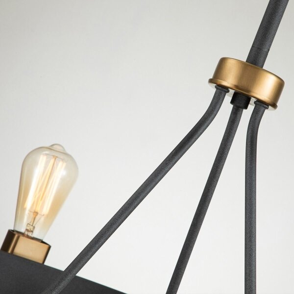 Quintiesse QN-SILAS-6P-DZ - Candelabru SILAS pe tijă, 6xE27/60W/230V, negru/auriu