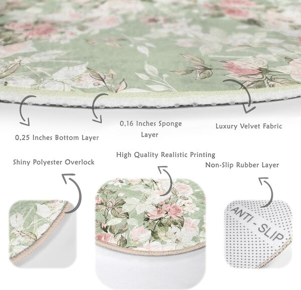 Covor rotund verde deschis lavabil adecvat și pentru aspiratoare robot ø 80 cm Comfort – Mila Home