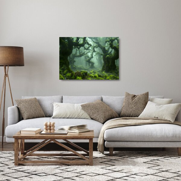 Tablou pe sticlă - O pădure acoperită de mușchi (70x50 cm)