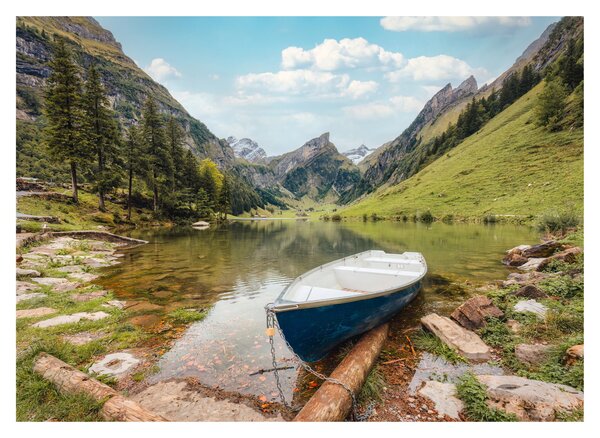 Tablou pe sticlă - Seealpsee, lac din Elveția (70x50 cm)