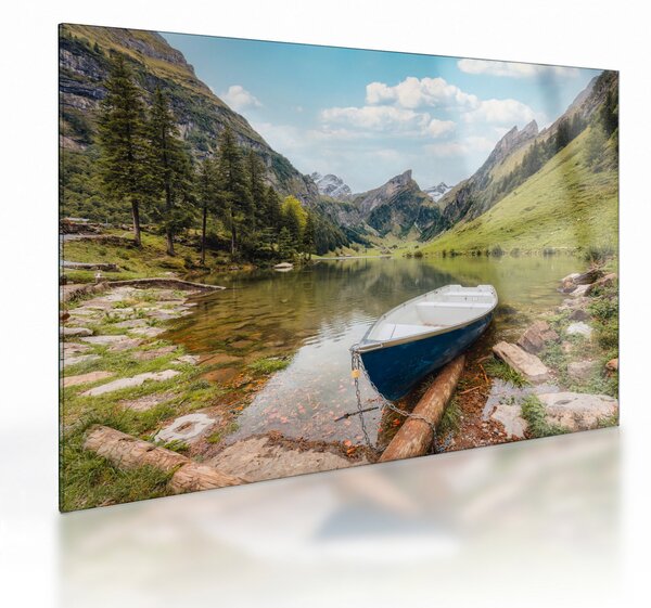 Tablou pe sticlă - Seealpsee, lac din Elveția (70x50 cm)