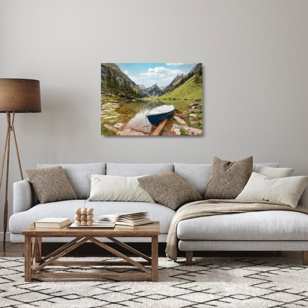 Tablou pe sticlă - Seealpsee, lac din Elveția (70x50 cm)
