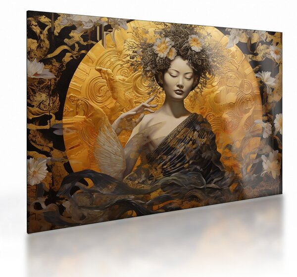 Tablou pe sticlă - Doamnă japoneză (70x50 cm)