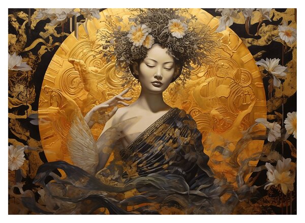 Tablou pe sticlă - Doamnă japoneză (70x50 cm)