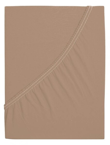 Cearsaf jersey din bumbac mako LUXORA 180x200 cm maro deschis