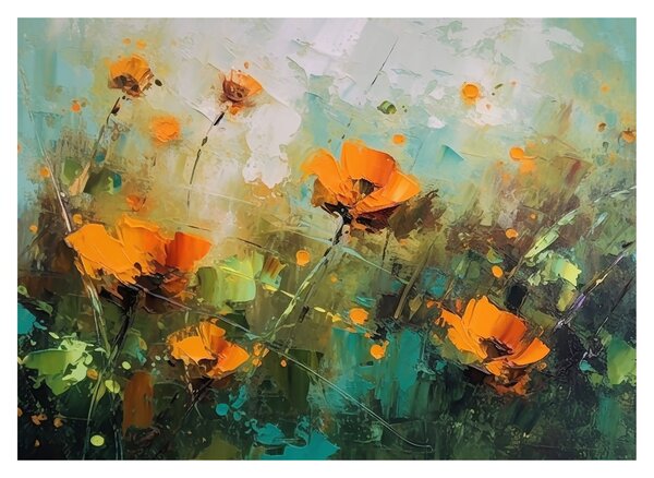 Tablou pe sticlă - Flori (70x50 cm)