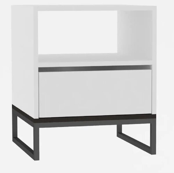Noptiera Lida pentru dormitor,culoare alb,61 cm