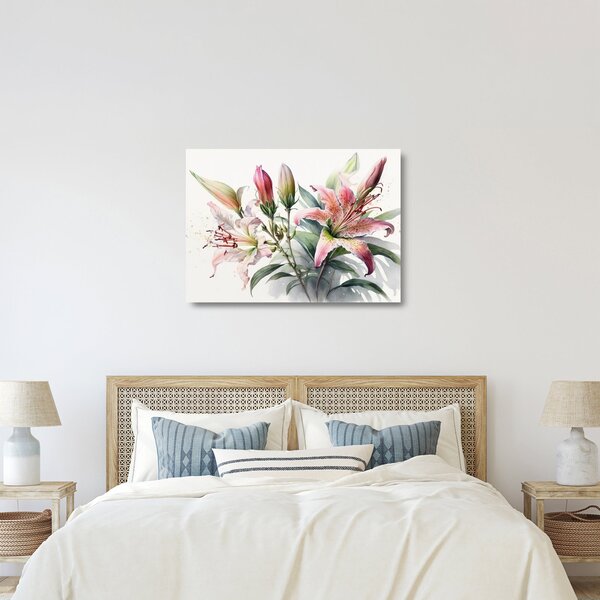 Tablou pe sticlă - Crinii, ilustrații (70x50 cm)