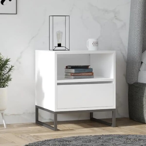 Noptiera Lida pentru dormitor,culoare alb,61 cm