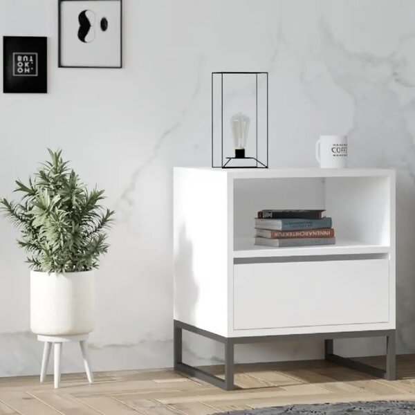 Noptiera Lida pentru dormitor,culoare alb,61 cm