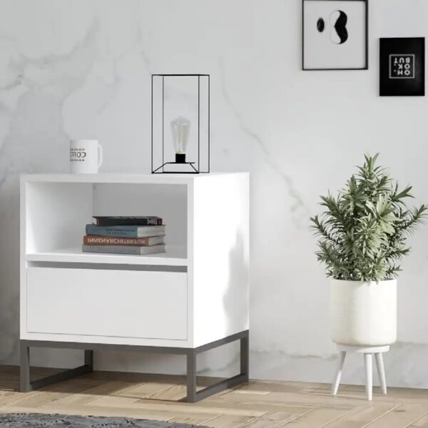 Noptiera Lida pentru dormitor,culoare alb,61 cm