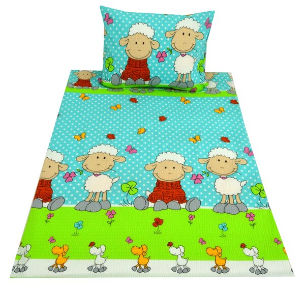 Lenjerie de pat pentru patut OVECKY albastra Dimensiune lenjerie de pat: 45 x 65 cm | 90 x 135 cm