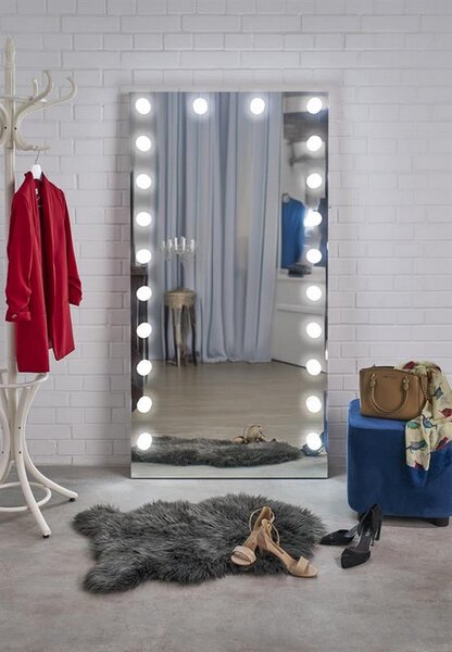 Oglinda PEARL, argintiu, cu iluminare LED, 87x170 cm