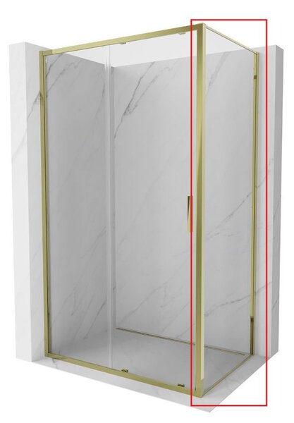 Mexen Exo, perete lateral din sticlă pentru cabină de duș EXO 100x200 cm, sticlă transparentă de 6 mm, profil auriu, 810-100-000-50-00
