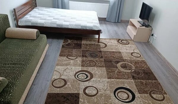 Traversa Hol, Model Daffi 13058 120, Festonata, Latime 120 cm, Maro Dreptunghi, Maro, 120 x 300