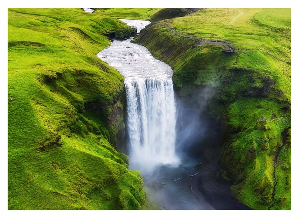 Tablou pe sticlă - Cascada Skogafoss (70x50 cm)