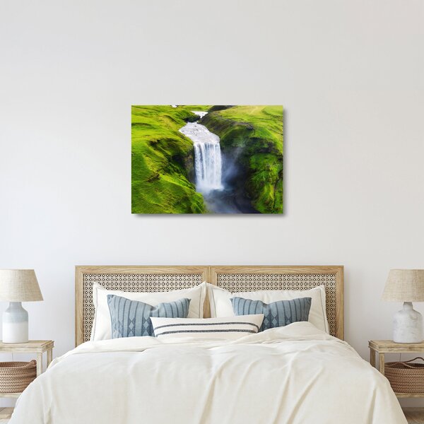Tablou pe sticlă - Cascada Skogafoss (70x50 cm)