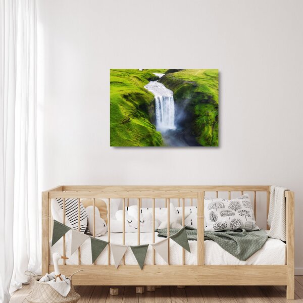 Tablou pe sticlă - Cascada Skogafoss (70x50 cm)
