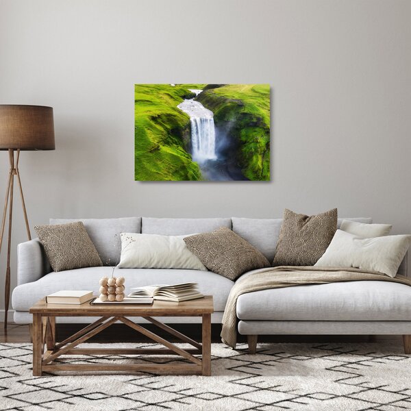 Tablou pe sticlă - Cascada Skogafoss (70x50 cm)