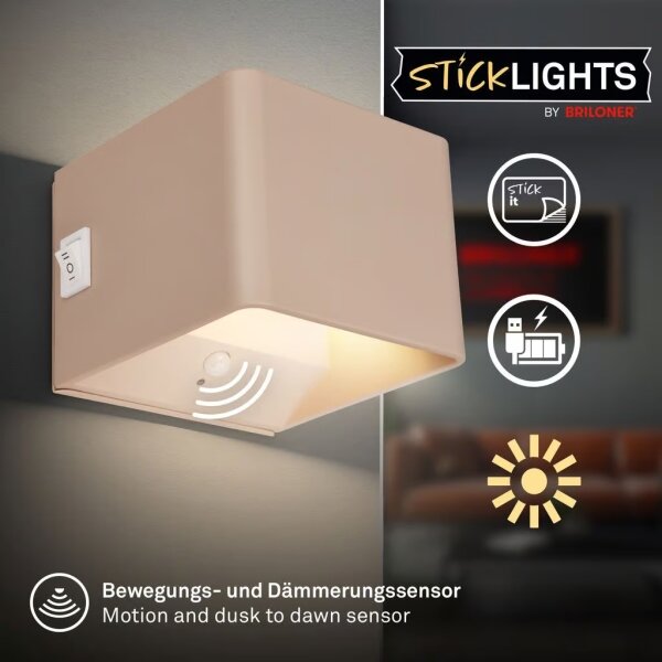 Briloner 3879011 - Lampă de perete LED reîncărcabilă cu senzor BORRA LED/1,5W/5V 3600 mAh bej