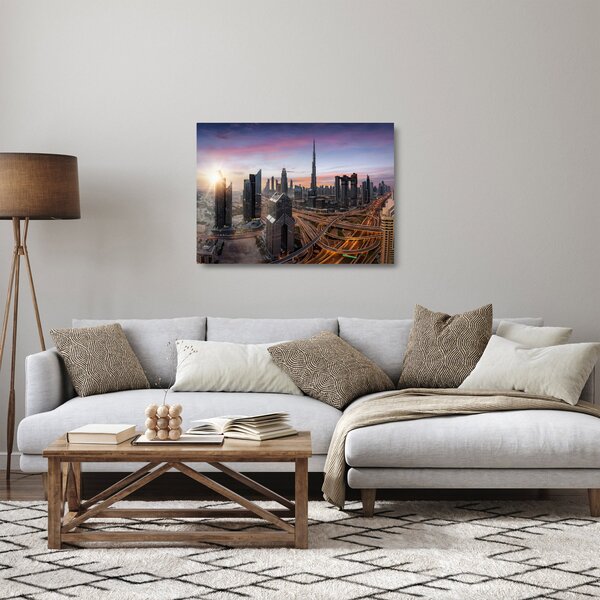 Tablou pe sticlă - Panorama din Dubai (70x50 cm)