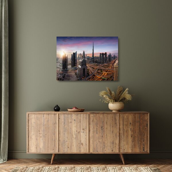 Tablou pe sticlă - Panorama din Dubai (70x50 cm)