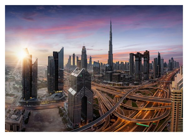 Tablou pe sticlă - Panorama din Dubai (70x50 cm)