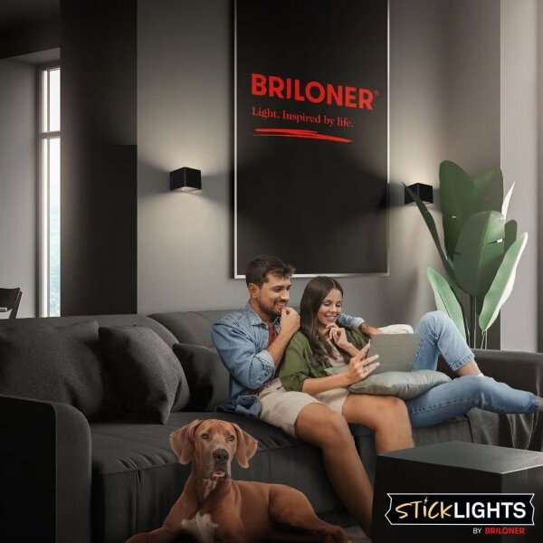 Briloner 3879015 - Aplica LED reîncărcabilă pentru perete cu senzor BORRA, 1,5 W/5 V, 3600 mAh, neagră