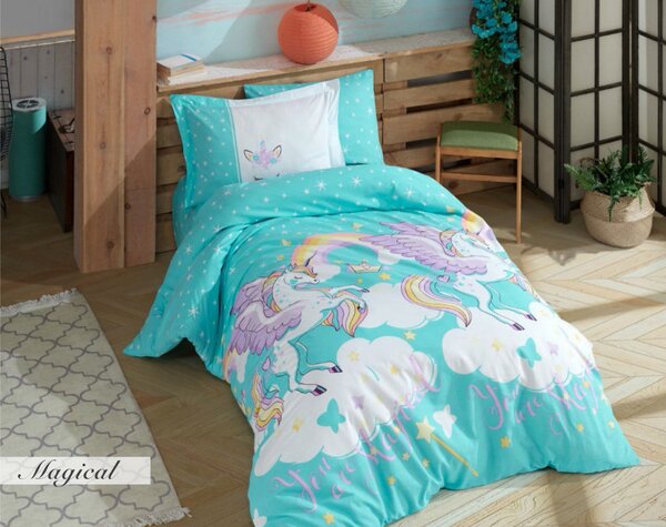 Set cuvertură de pat unică Magical Poplin Multicolor