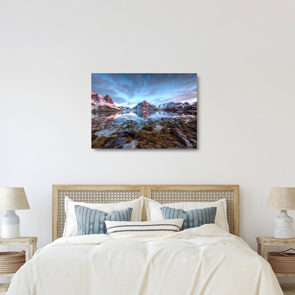 Tablou pe sticlă - Răsărit de soare deasupra Reine (70x50 cm)