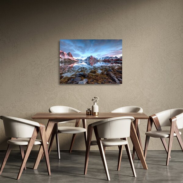 Tablou pe sticlă - Răsărit de soare deasupra Reine (70x50 cm)