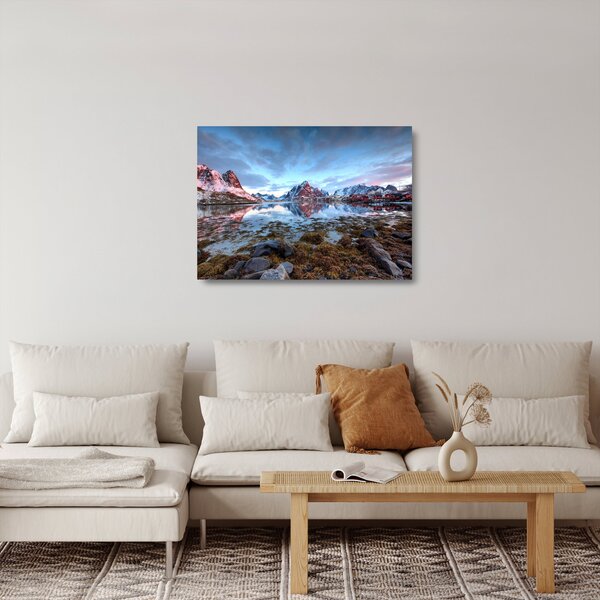 Tablou pe sticlă - Răsărit de soare deasupra Reine (70x50 cm)