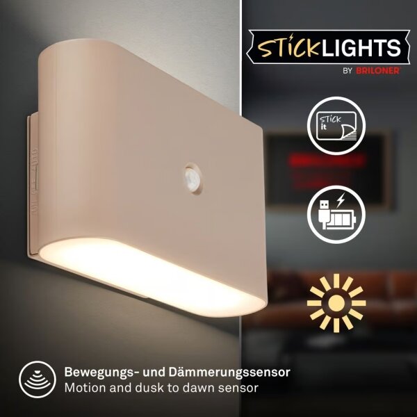 Briloner 3878011 - Aplică de perete LED reîncărcabilă cu senzor CHAT, LED/3W/5V, 2000 mAh, bej