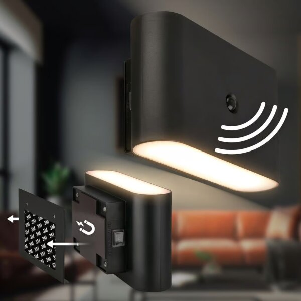 Briloner 3878015 - Aplică LED de perete reîncărcabilă cu senzor CHAT LED/3W/5V 2000 mAh, negru