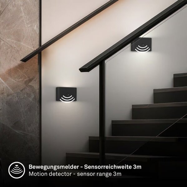 Briloner 3878015 - Aplică LED de perete reîncărcabilă cu senzor CHAT LED/3W/5V 2000 mAh, negru