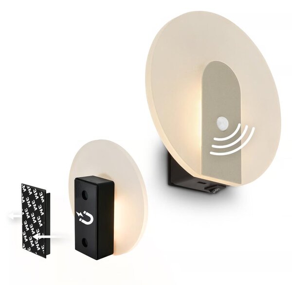 Briloner 3889012 - Aplica LED reîncărcabilă de perete cu senzor TARO, 2,5 W/5 V, 1800 mAh, finisaj mat