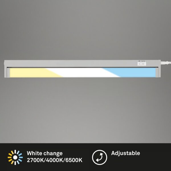 Brilo - Lampă LED sub dulap, 6W, 230V, 2700/4000/6500K, 54,5 cm, argintie