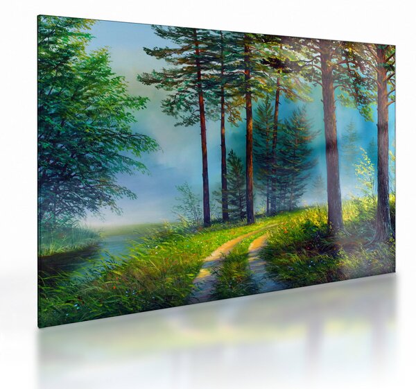 Tablou pe sticlă - Pictură în ulei de peisaj (70x50 cm)