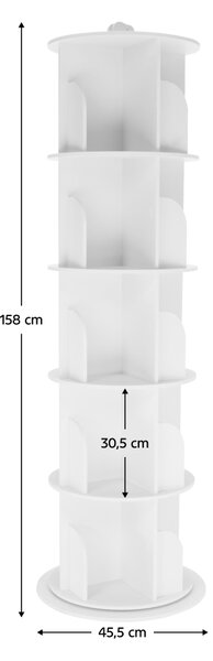 KONDELA Raft pivotant, 5 poliţe, alb, ERION TIP 2 +cadou