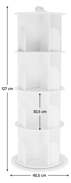 KONDELA Raft pivotant, 4 poliţe, alb, ERION TIP 1 + cadou