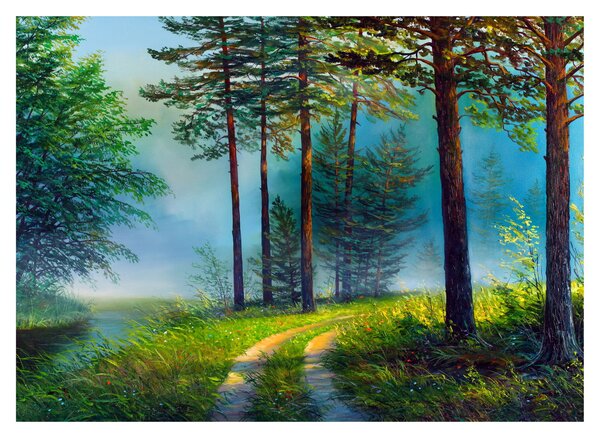 Tablou pe sticlă - Pictură în ulei de peisaj (70x50 cm)