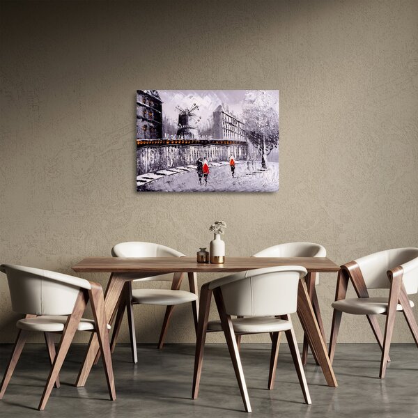 Tablou pe sticlă - Pictură în ulei a orașului II. (70x50 cm)