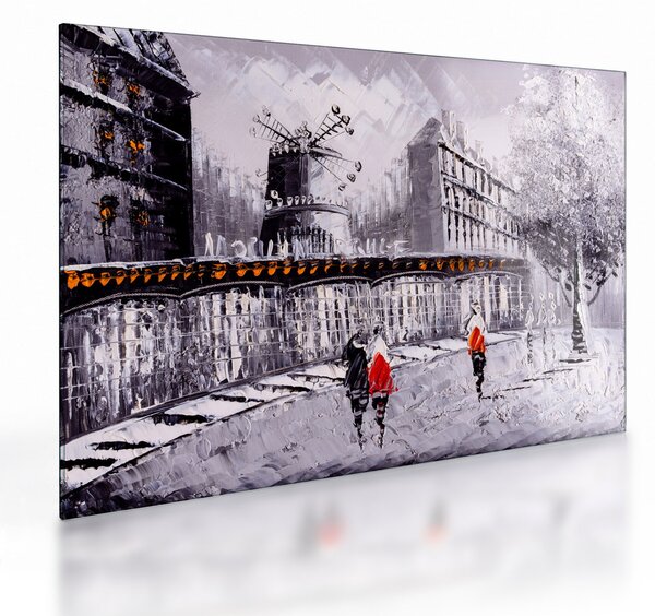 Tablou pe sticlă - Pictură în ulei a orașului II. (70x50 cm)