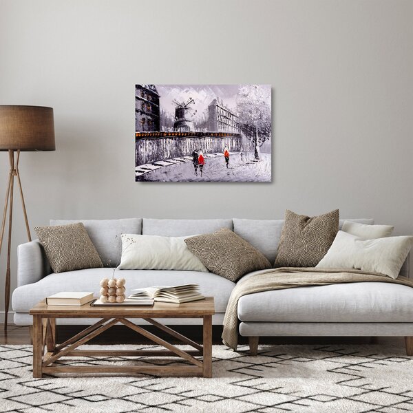 Tablou pe sticlă - Pictură în ulei a orașului II. (70x50 cm)