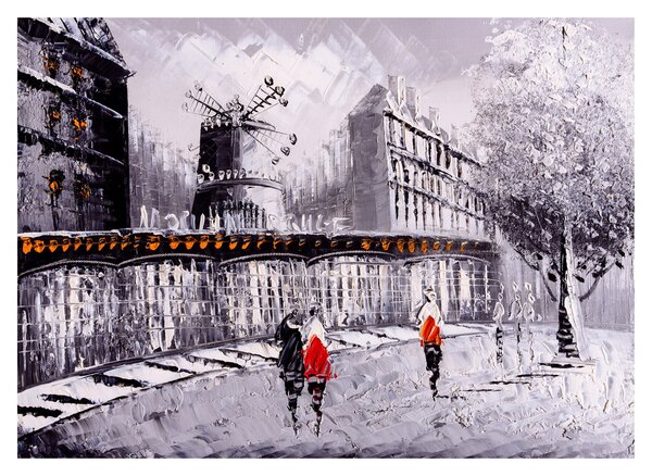Tablou pe sticlă - Pictură în ulei a orașului II. (70x50 cm)
